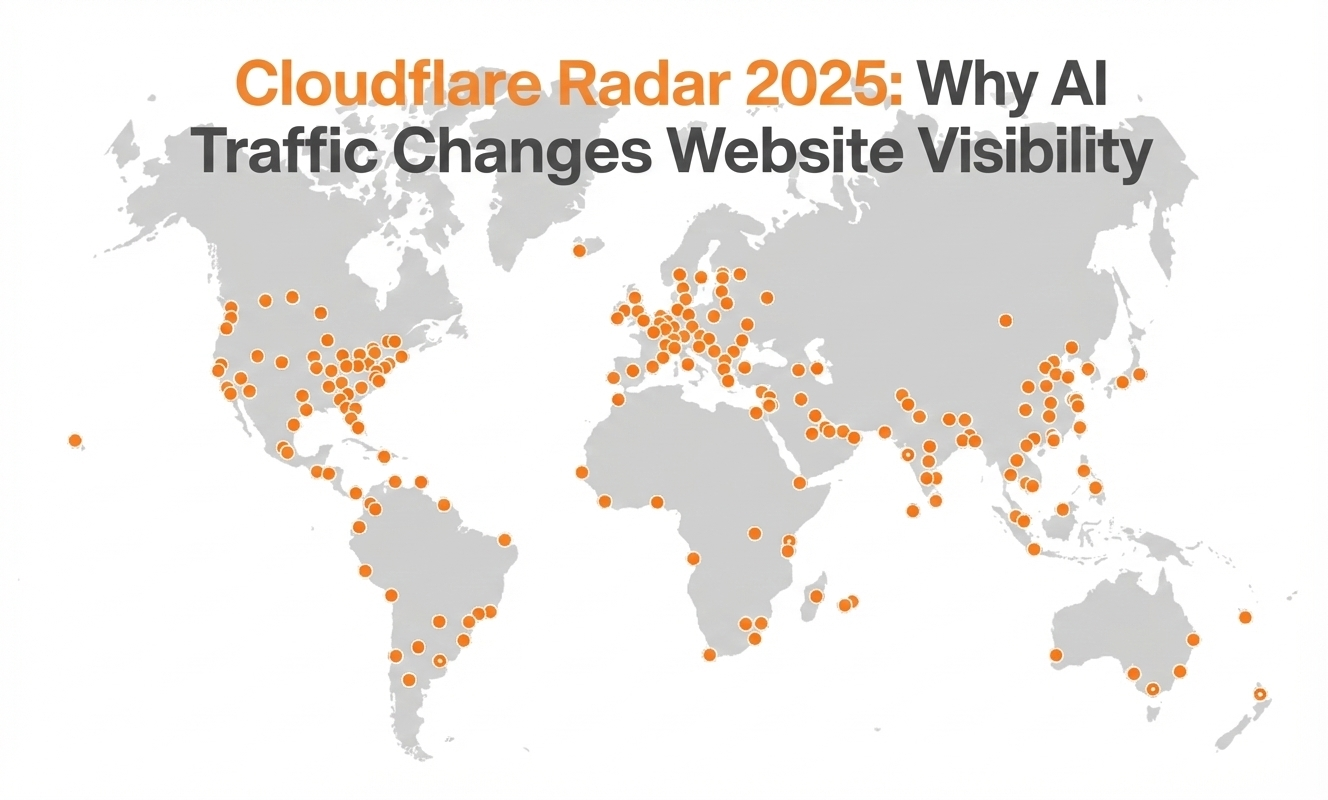 Cloudflare Radar 2025 report showing surge in AI traffic and bot-driven discovery impacting website visibility
