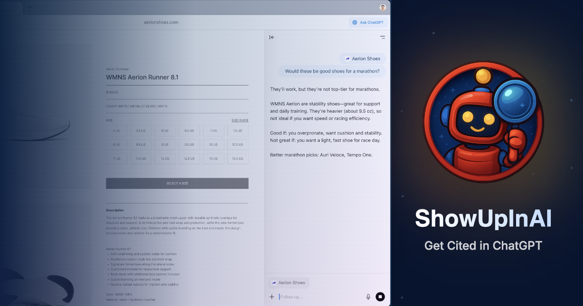 OpenAI Atlas browser interface with integrated ChatGPT sidebar showing AI-powered browsing