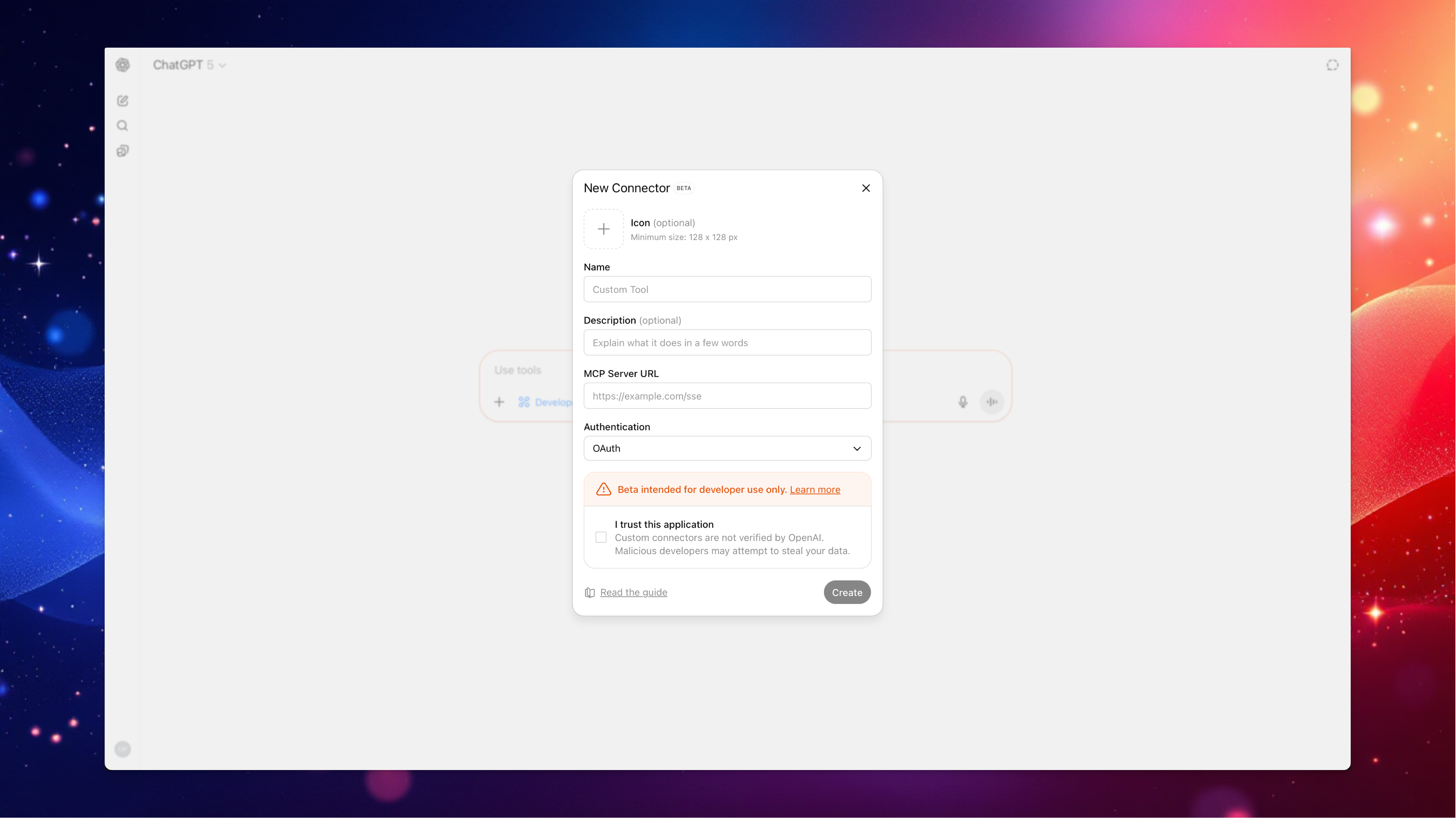 OpenAI ChatGPT interface showing Model Context Protocol integration with write actions and workflow automation capabilities